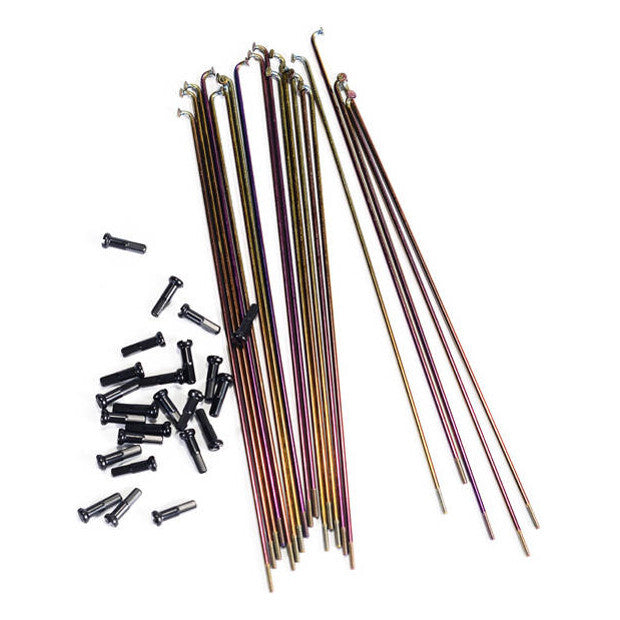 COLONY BMX Plain Gauge Spokes 20-pack (Rainbow Anodise) 182mm