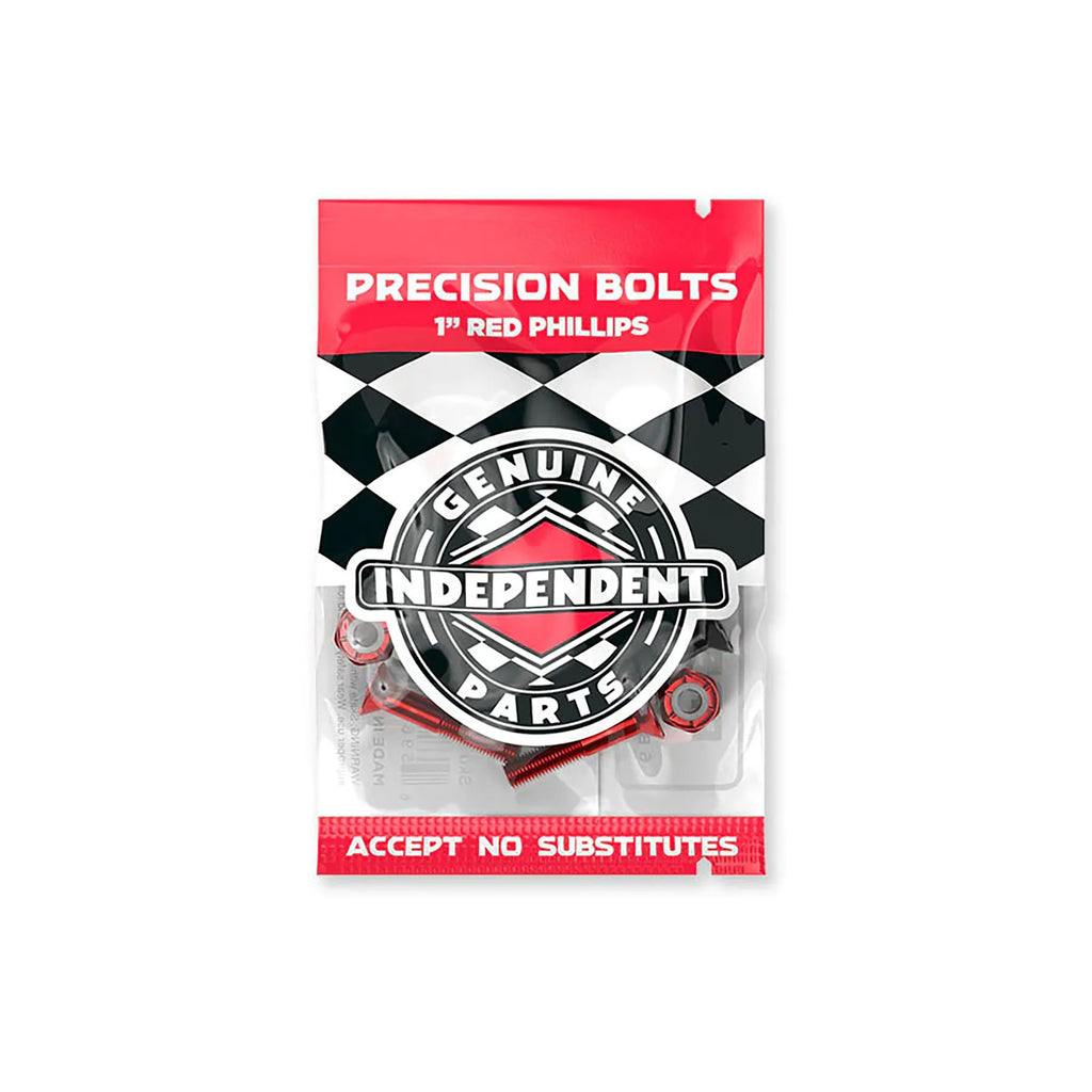 INDEPENDENT Phillips Skateboard Bolts (Black/Red)