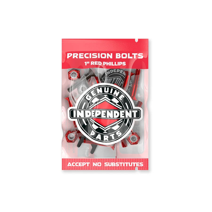 INDEPENDENT Phillips Skateboard Bolts (Red/Black)