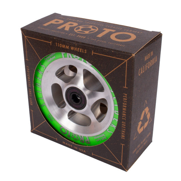 PROTO StarBright Sliders Pro Scooter Wheels (Neon Green on Raw)