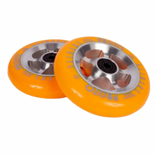 PROTO StarBright Sliders Pro Scooter Wheels (Neon Orange on Raw) - Tbilisi, ProScooter.Shop