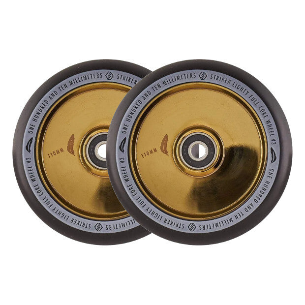 STRIKER Lighty Fullcore V3 110mm Pro Scooter Wheels (Gold Chrome)